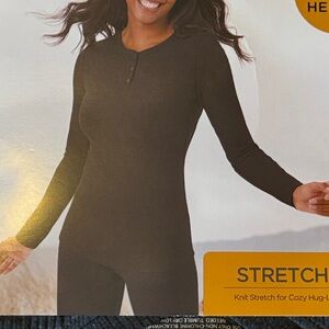 Cuddl Duds Women's Long Sleeve Henley - Charcoal Size Small